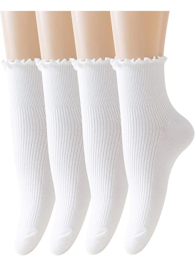 جوارب نسائية من القطن الناعم بحافة اللفت مع تنانير جوارب جرو نسائية بحافة اللفت - Image 1